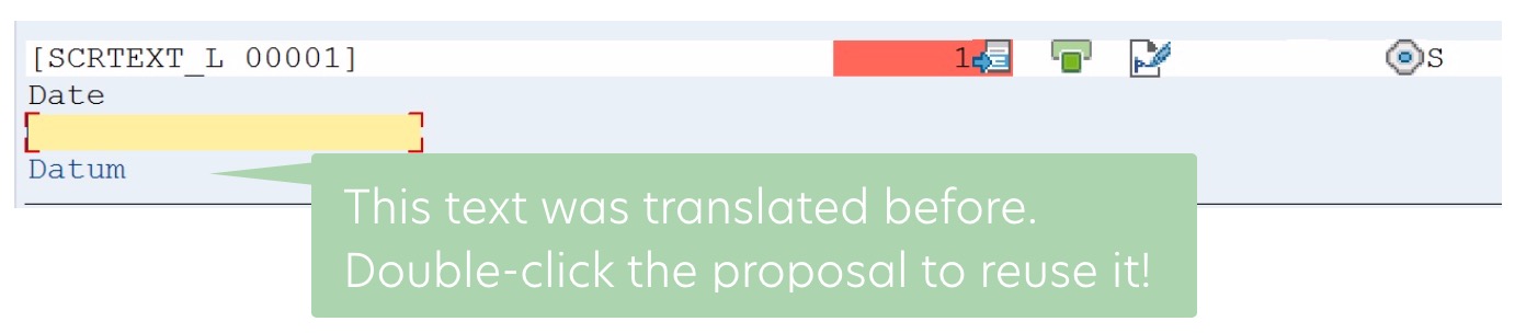 Übersetzer können Übersetzungen mithilfe des Vorschlagspools wiederverwenden.